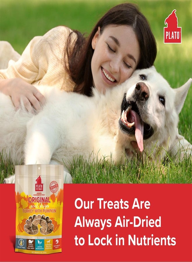 PLATO Pet Treats Real Strips - Air-Dried Meat Bars for Dogs - Delicious, Limited Ingredient Dog Treats - Grain Free - Original Real Strips Turkey & Pumpkin 18oz - 2 Pack - Image 3
